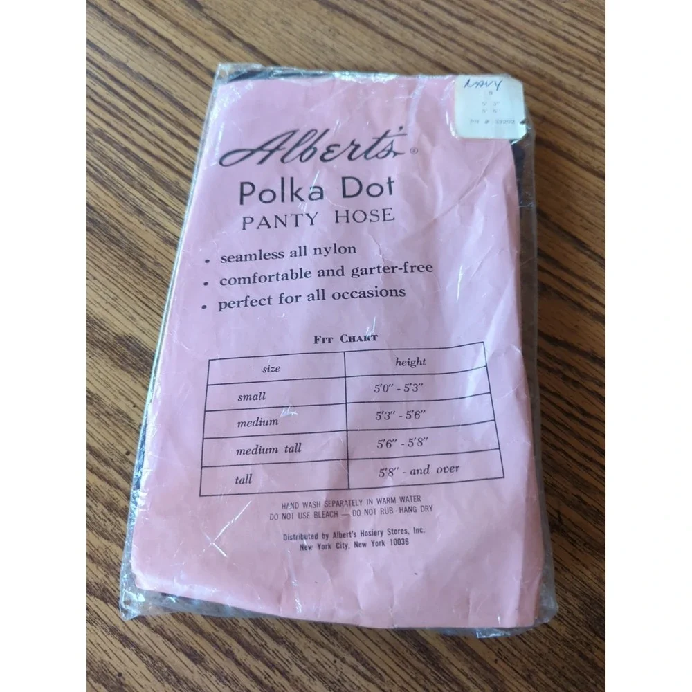 New Vintage Fashion‎ Albert's Polka Dot Pantyhose Navy Blue Size B 5'3 To 5'6